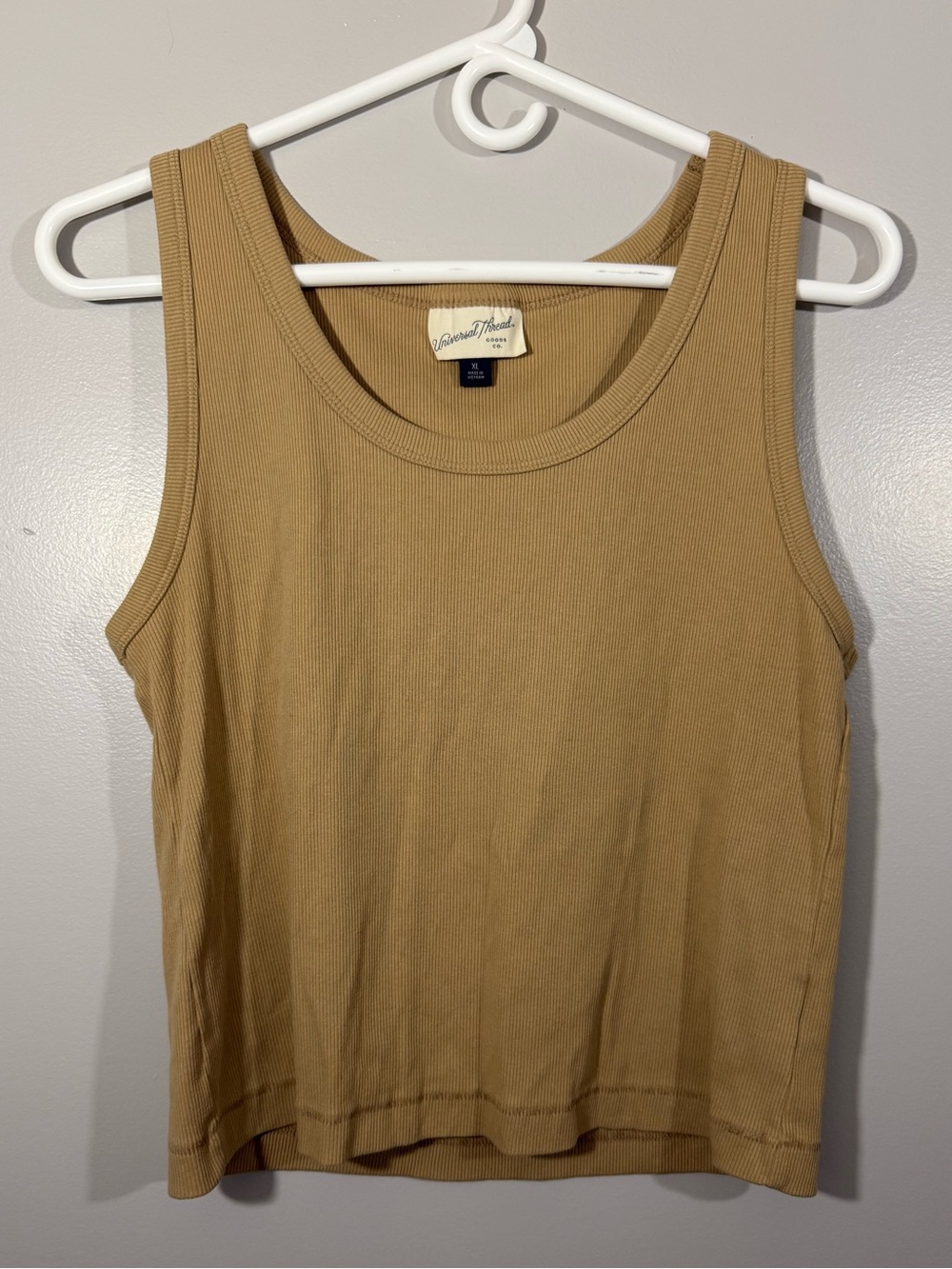 Universal Thread Camel Tan Brown Ribbed Cropped Tank Top XL